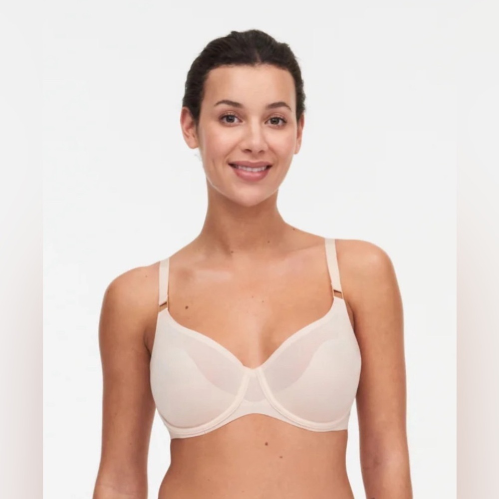 CHANTELLE Sz 36G Bra Partly Sheer Purelight Seamless in Golden Beige NEW w/ TAG